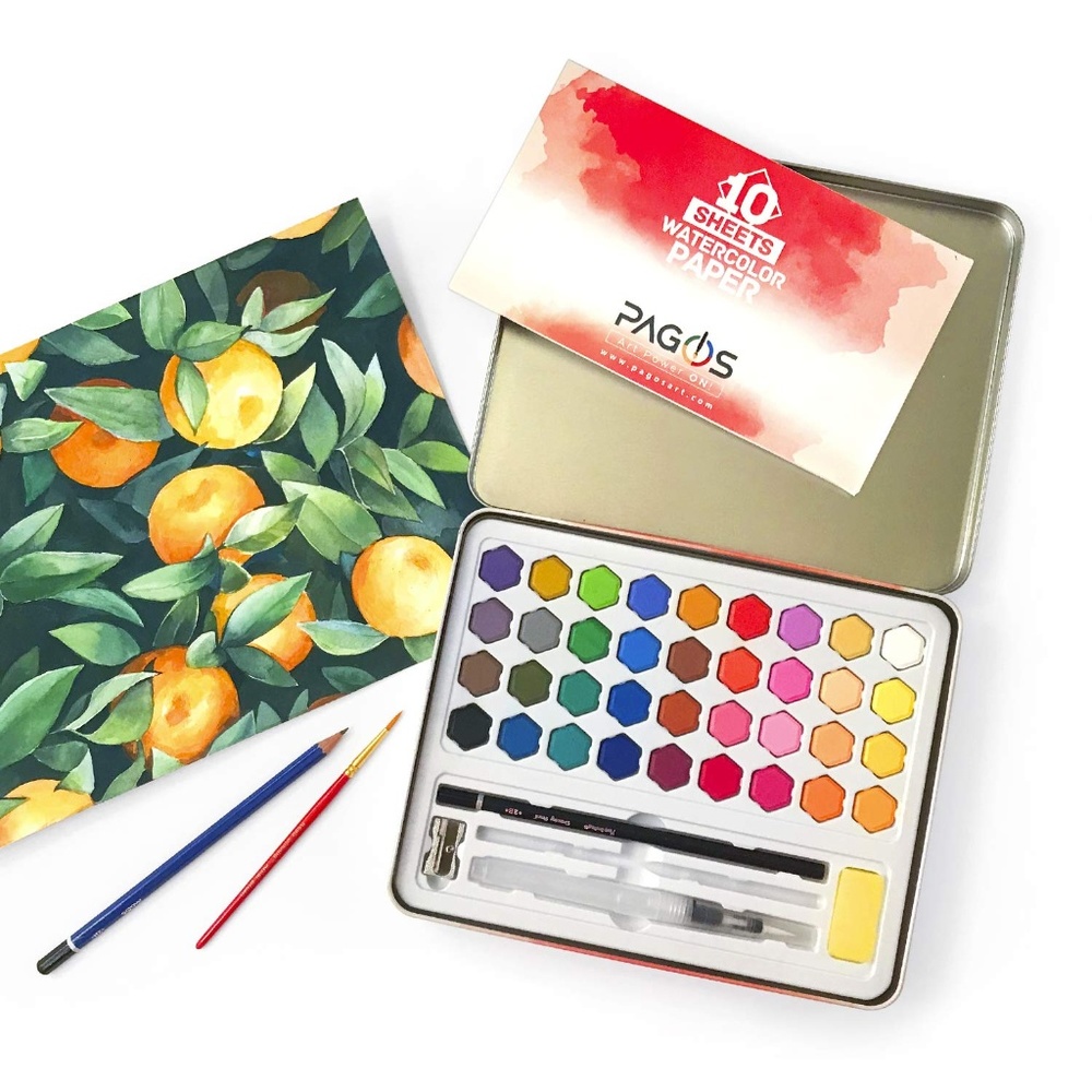 Pagos Watercolor Paint Set,  36 Colors, Gift Set